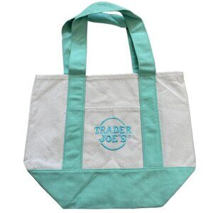 Trader Joe's Mini Pastel Green Canvas Tote Bag, Mint Green TJ's Mini Bag